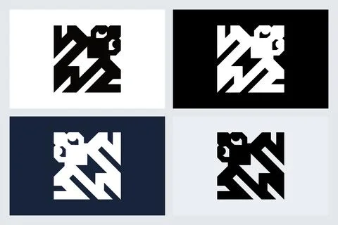 Geometric Animal Square Logo Set Icon Design Stockillustratie