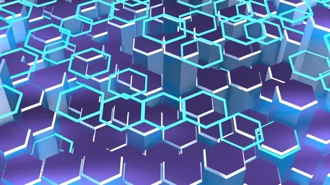 Geometric animation background with hexagons Abstract blue, the animation goe Stock Footage 111330254