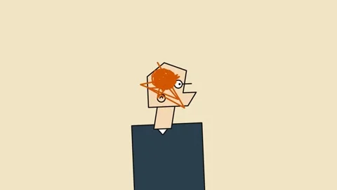 Geometric Animation Of Character Experiencing Sudden Explosive Tangled Thoughts Stock Footage 340745982