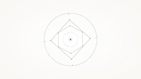 Geometric Animation Transforms Shapes Inside Circle for Data Visualization Stock Footage 333356257