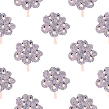 Geometric apple fruit trees seamless pattern in Scandinavian style. Doodle fr Stock Illustration