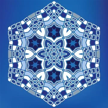 Geometric arabic hexagonal mosaic tile vector ornament Stock Illustration