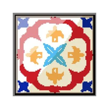 Geometric arabic mosaic tile pixel art vector illustration Stock Illustration
