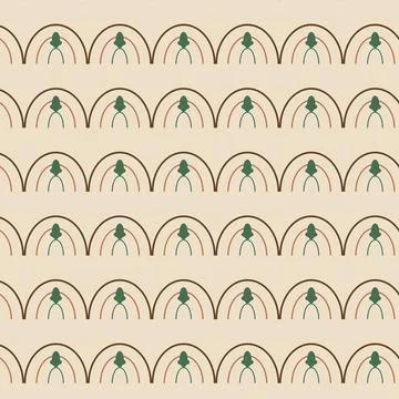 Geometric arch pattern with green diamond accents repeating seamless design Stock Illustration