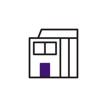 Geometric architectural icon representing contemporary structure with minim.. Ilustración de archivo