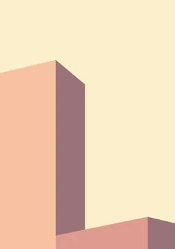 Geometric architecture background with minimal design on tone color background Stock Illustration