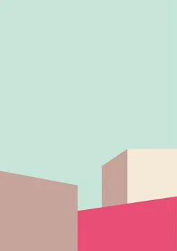 Geometric architecture background with minimal design on tone color background Stock Illustration