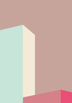 Geometric architecture background with minimal design on tone color background. Stock Illustration