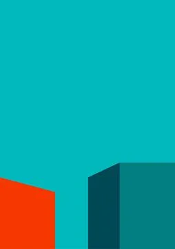 Geometric architecture background with minimal design on tone color background. Stock Illustration