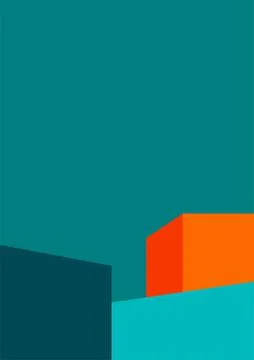 Geometric architecture background with minimal design on tone color background. Stock Illustration