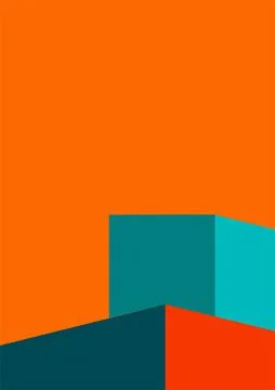 Geometric architecture background with minimal design on tone color background. Stock Illustration