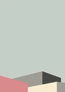 Geometric architecture background with minimal design on tone color background Stock Illustration