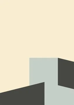 Geometric architecture background with minimal design on tone color background Illustrazione stock