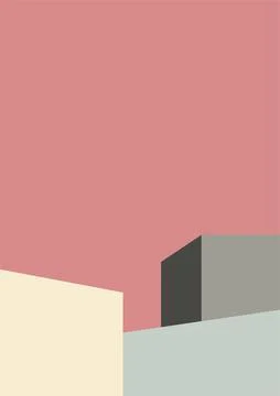 Geometric architecture background with minimal design on tone color background イラスト素材