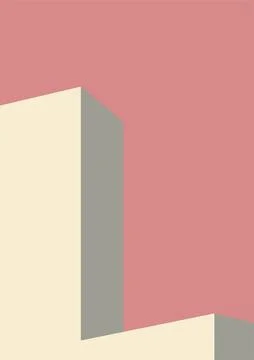 Geometric architecture background with minimal design on tone color background Stock Illustration
