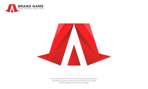 Geometric A Arrow 3D Logo Design Stock Illustration