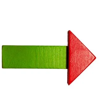 A geometric arrow composed of three-dimensional cubes symbolizes direction, Stock Photos
