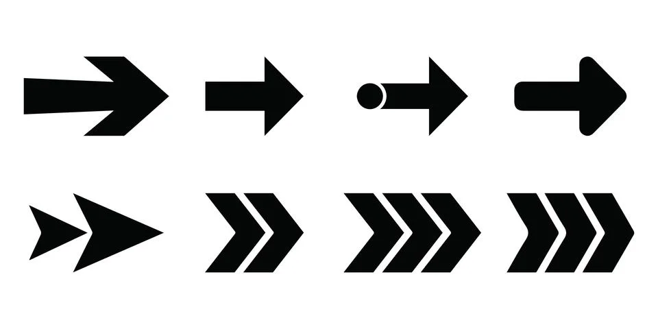 Geometric Arrow Elements and Chevrons Set Stock Illustration