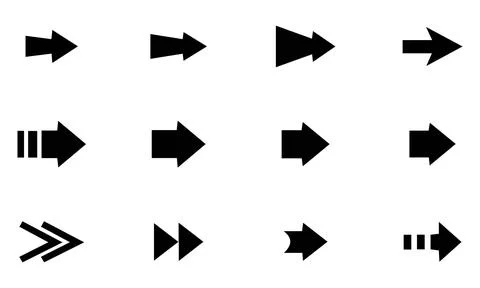 Geometric Arrow Pointers and Fast Forward Set Ilustración de archivo