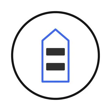 Geometric arrow symbol with parallel bars framed within a circle minimal li.. Stock Illustration