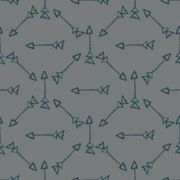 Geometric arrows pattern on gray background. Tribal seamless wallpaper in doo Stock Illustration