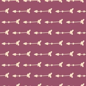 Geometric arrows seamless pattern on red background. Hand drawn tribal endles Illustrazione stock