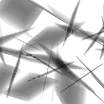 Geometric art with random, chaotic lines. Abstract monochrome illustration Stock Illustration