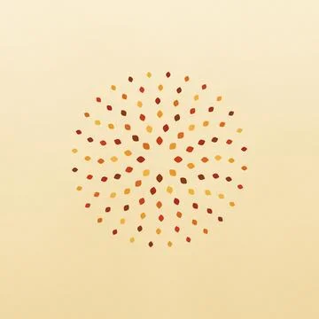 Geometric autumn leaf pattern radiating from center on cream background Stock Illustration