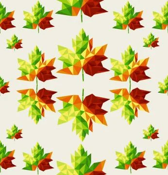 Geometric autumn leaves seamless pattern background. eps10 file. Stock Illustration