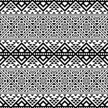 Geometric Aztec ethnic pattern in black and white color. Stock Illustration