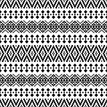 Geometric Aztec ethnic pattern in black and white color Stock Illustration