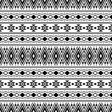 Geometric Aztec ethnic pattern in black white color for background Illustrazione stock