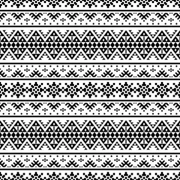Geometric Aztec ethnic pattern in black and white color Stock Illustration