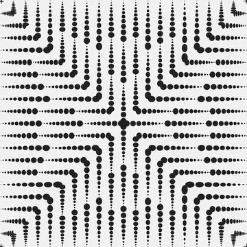 Geometric backdrop with different sized black dots Stock Illustration