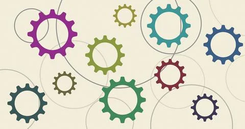 Geometric backdrop with gear mechanism structure Stock Illustration