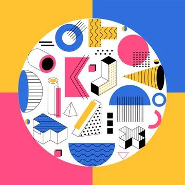 Geometric background. Abstract colorful creative elements. Square poster wi.. Illustrazione stock
