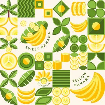 Geometric background with banana design elements Stock Illustration