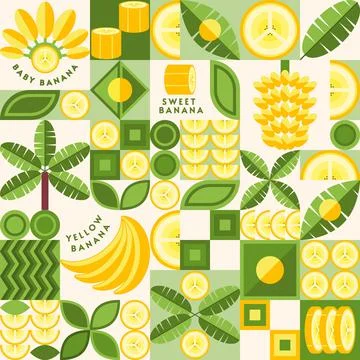 Geometric background with banana design elements Stock Illustration