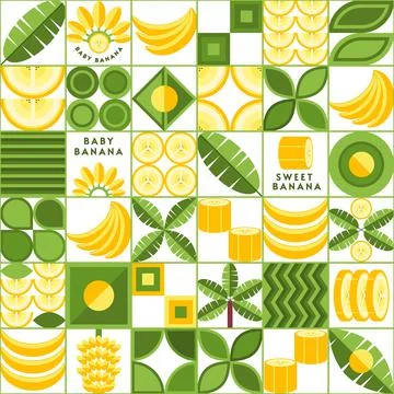 Geometric background with banana design elements Illustrazione stock