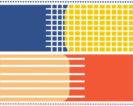 Geometric background belya grid lines, orange and blue rectangles Stock Illustration