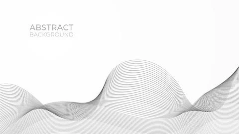 Geometric background with black waves, modern linear web template, abstract f Stock Illustration