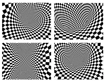 Geometric background with checkered texture of black and white colors Illustrazione stock