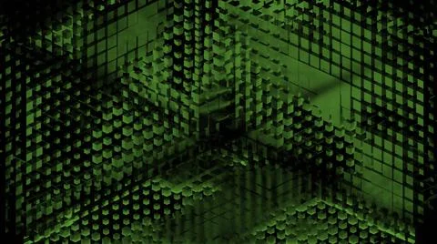 Geometric background of cubes moving in waves. Design. Psychedelic 3d background Stock Illustration