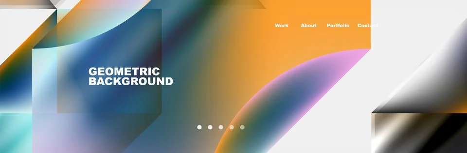 Geometric background featuring circles and rectangles in a rainbow of colors Stock Illustration