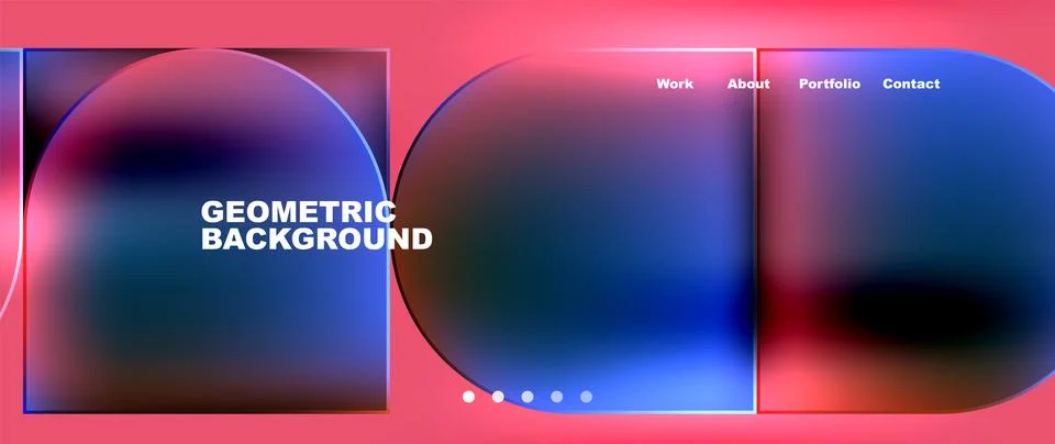 Geometric background featuring circles and squares on a red backdrop Stock Illustration