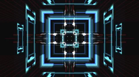 Geometric background with glow elements, spatial illusion Illustrazione stock