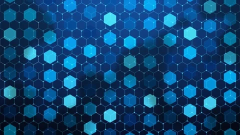 Geometric background with glowing hexagonal nodes and interconnected lines Видео 344920787