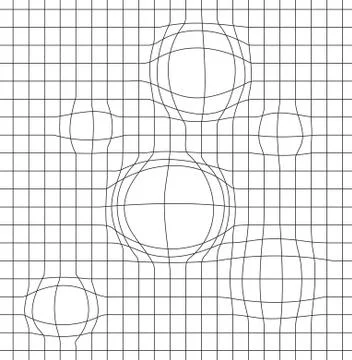 Geometric background with a grid and a distortion in the form of blowing. Vector イラスト素材