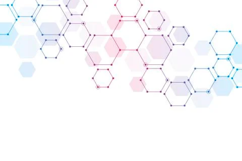 Geometric background from hexagons. Abstract molecular structure and chemical Stock Illustration