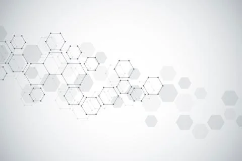 Geometric background from hexagons. Abstract molecular structure and chemical Stock Illustration